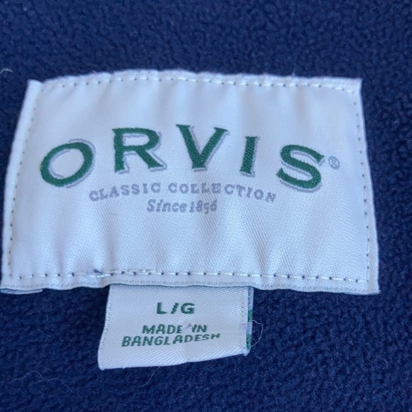 Orvis long sleeve snap closure fleece lined navy red white green shacket flannel - Picture 10 of 15